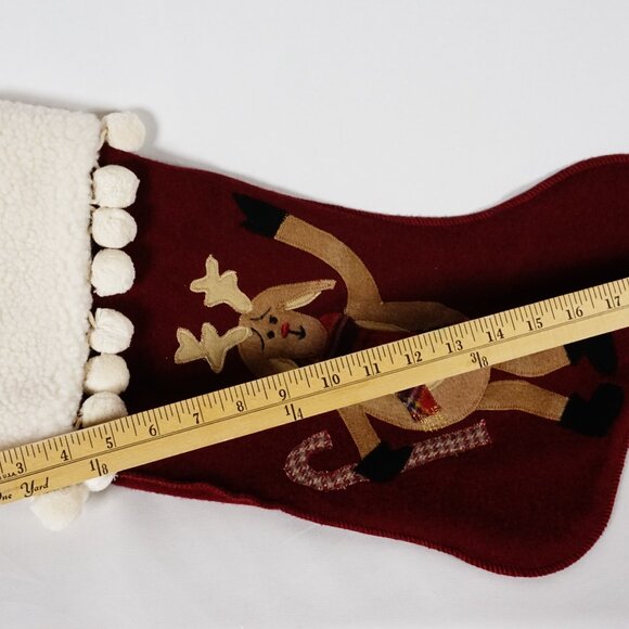 Woof & Poof Style Christmas Stocking Wool Reindeer with Pom Poms - Picture 4 of 5